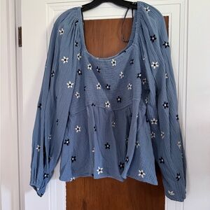 ARULA Blue Floral Blouse